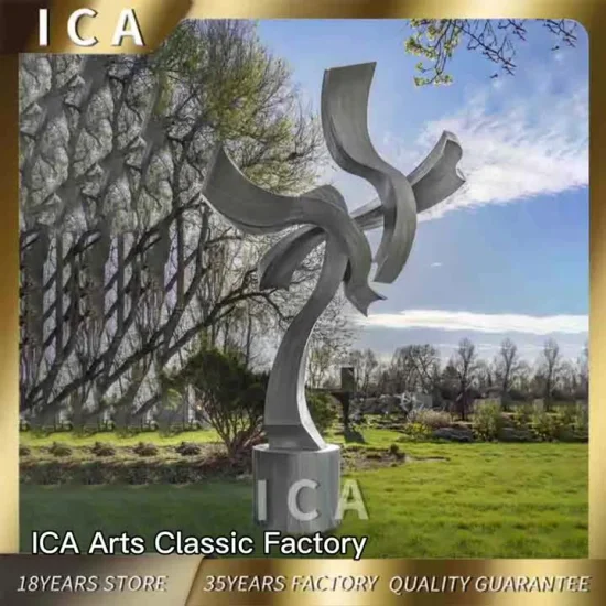 Sculpture de cercle en acier inoxydable poli de haute qualité, décor extérieur moderne